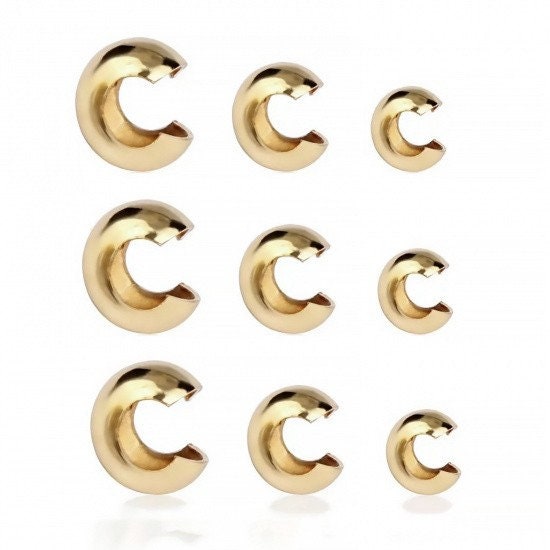 Crimp cover beads - Tarnish free stainless steel - Hypoallergenic jewelry making findings - Cord ends
