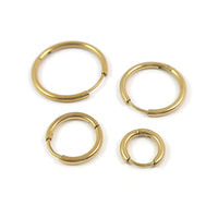 Gold stainless steel earring hoops, Hypoallergenic earring findings, Gold plated huggie hoops, 4 sizes available