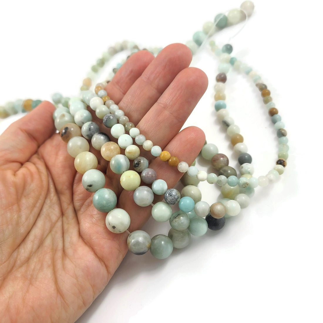 Amazonite round beads 4mm, 6mm, 8mm, 10mm, Polished gemstone beads, Full strand for jewelry making