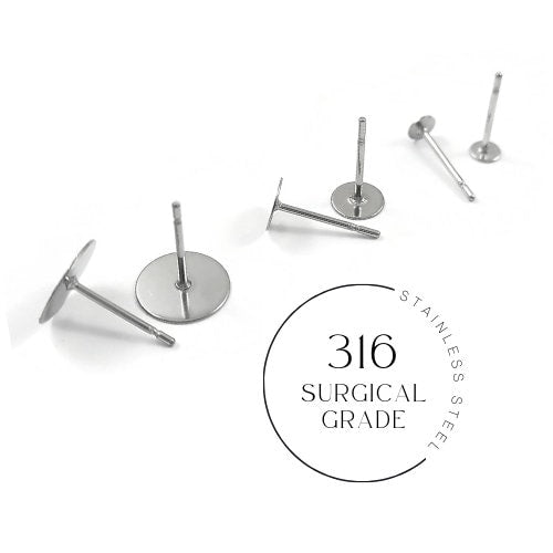 Short earring posts, Hypoallergenic 316 surgical grade stainless steel, 3mm 5mm or 8mm stud earrings findings