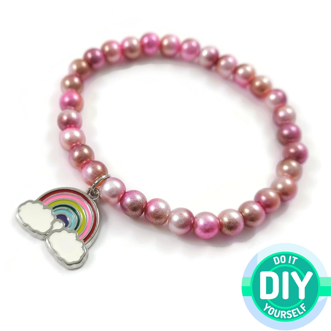 50 Pink pearly gradient beads, Assorted 6mm plastic beads for jewelry making