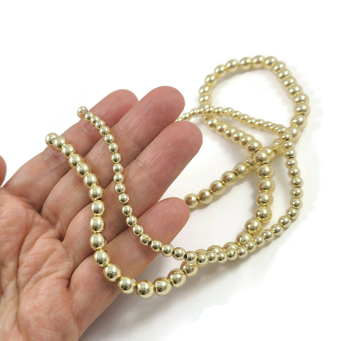 Gold hematite beads, 3mm, 4mm, 6mm, 8mm, Round gemstone spacer beads, Jewelry making supplies