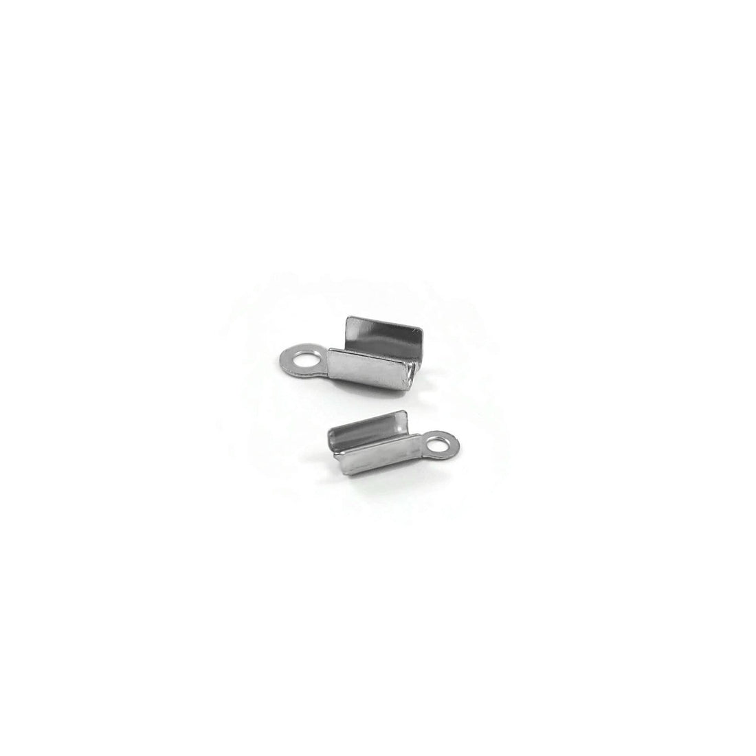 10 pcs Fold Cord Tips, Clasps, Ribbon Crimp End Caps - 304 Stainless Steel Cord Ends