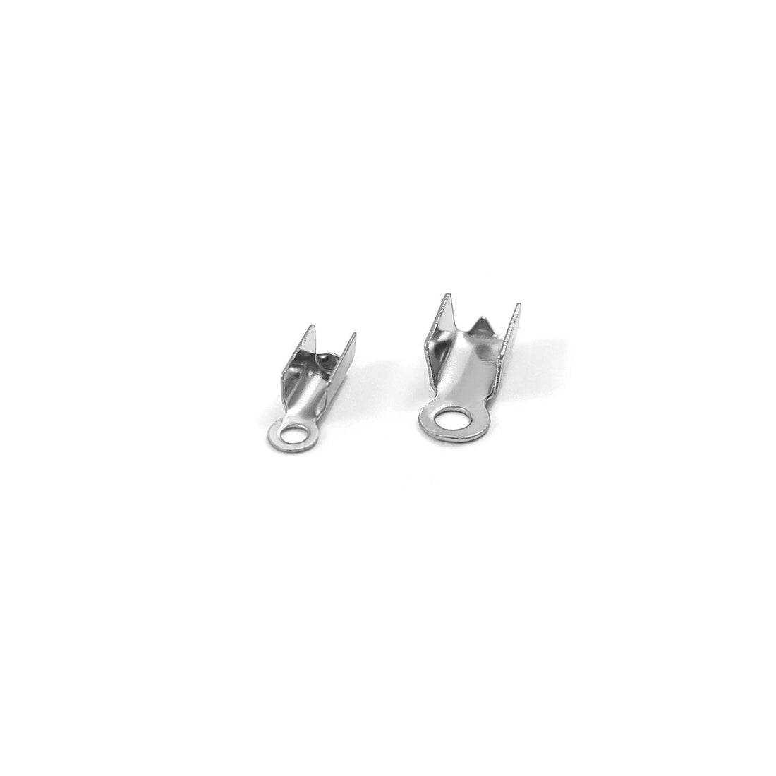 10 pcs Fold Cord Tips, Clasps, Ribbon Crimp End Caps - 304 Stainless Steel Cord Ends