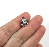 Cute scallop shell charms, 13mm nickel free ocean pendants, Hypoallergenic nautical jewelry making