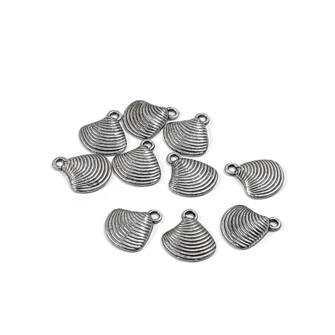 Cute sea shell charms, 15mm nickel free ocean pendants, Hypoallergenic nautical jewelry making