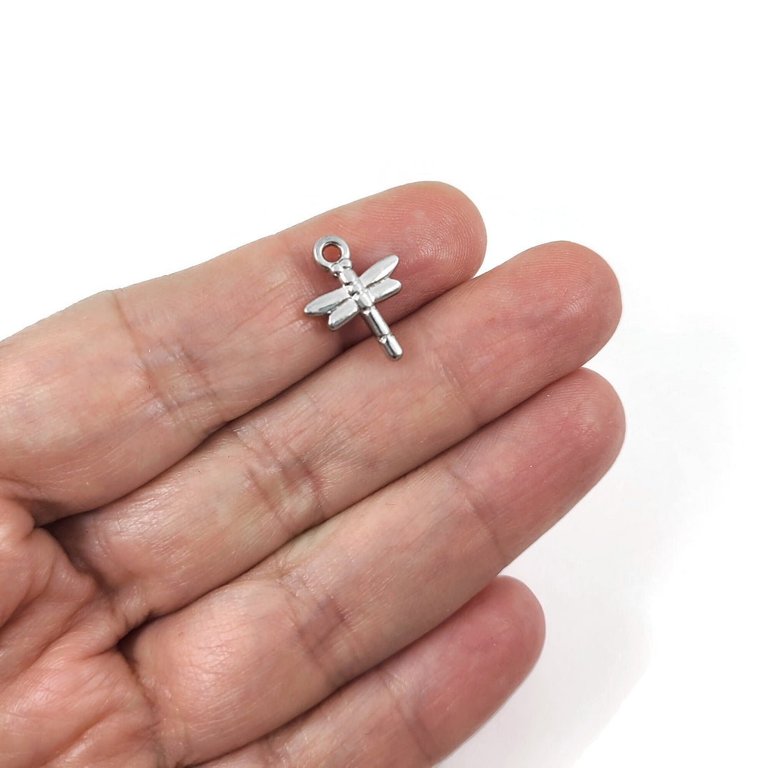 Acrylic dragonfly charms, Silver insect charms, Small pendants for jewelry making, Earring or bracelet charms