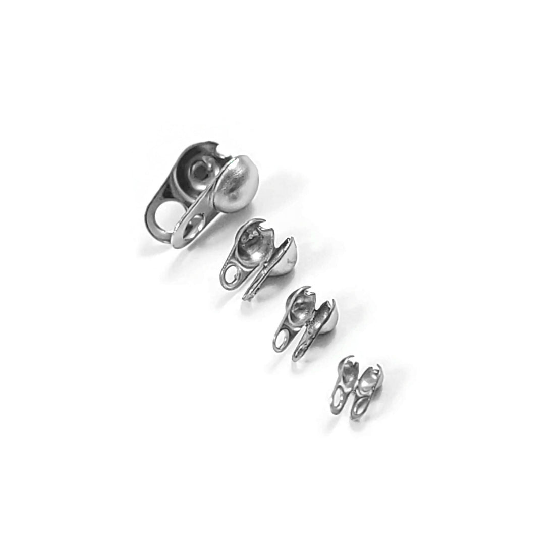 Stainless Steel Bead Tips, 50pcs knot covers, Clamshell crimp cover ends, Tarnish free jewelry making findings