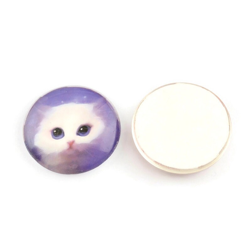 10 Cat glass cabochons, 12mm glass dome cabochon, Jewelry making supplies