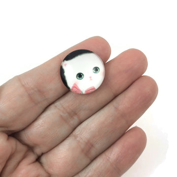 5 Cat glass cabochons, 20mm glass dome cabochon, Jewelry making supplies