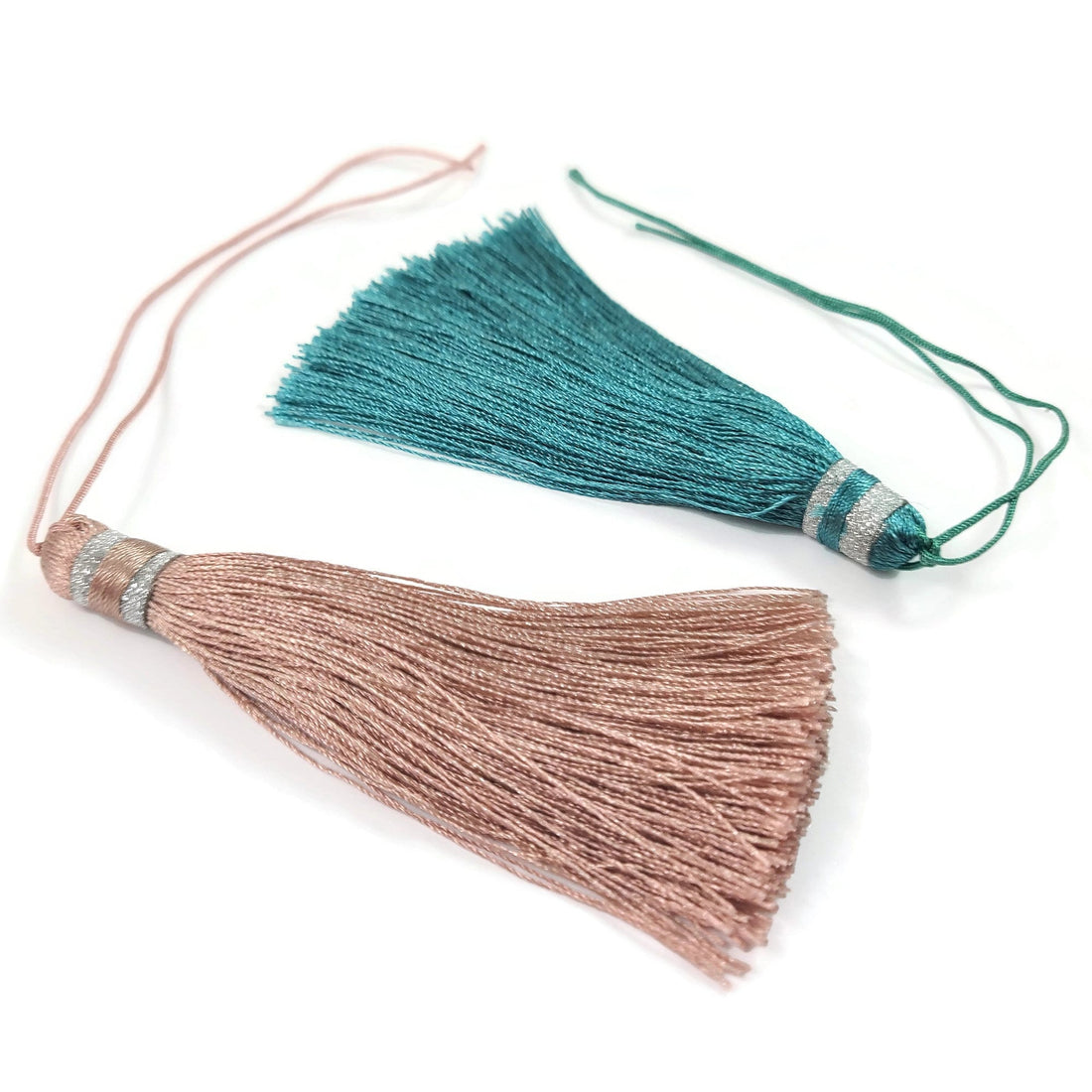 Extra big tassel, Aqua, Pink, Boho decor DIY, 3.75 inches
