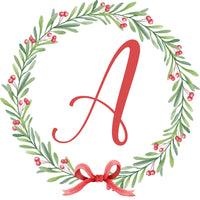 Christmas alphabet, Watercolor floral alphabet, Wreath monogram, PNG initial clipart, Instant download DIY