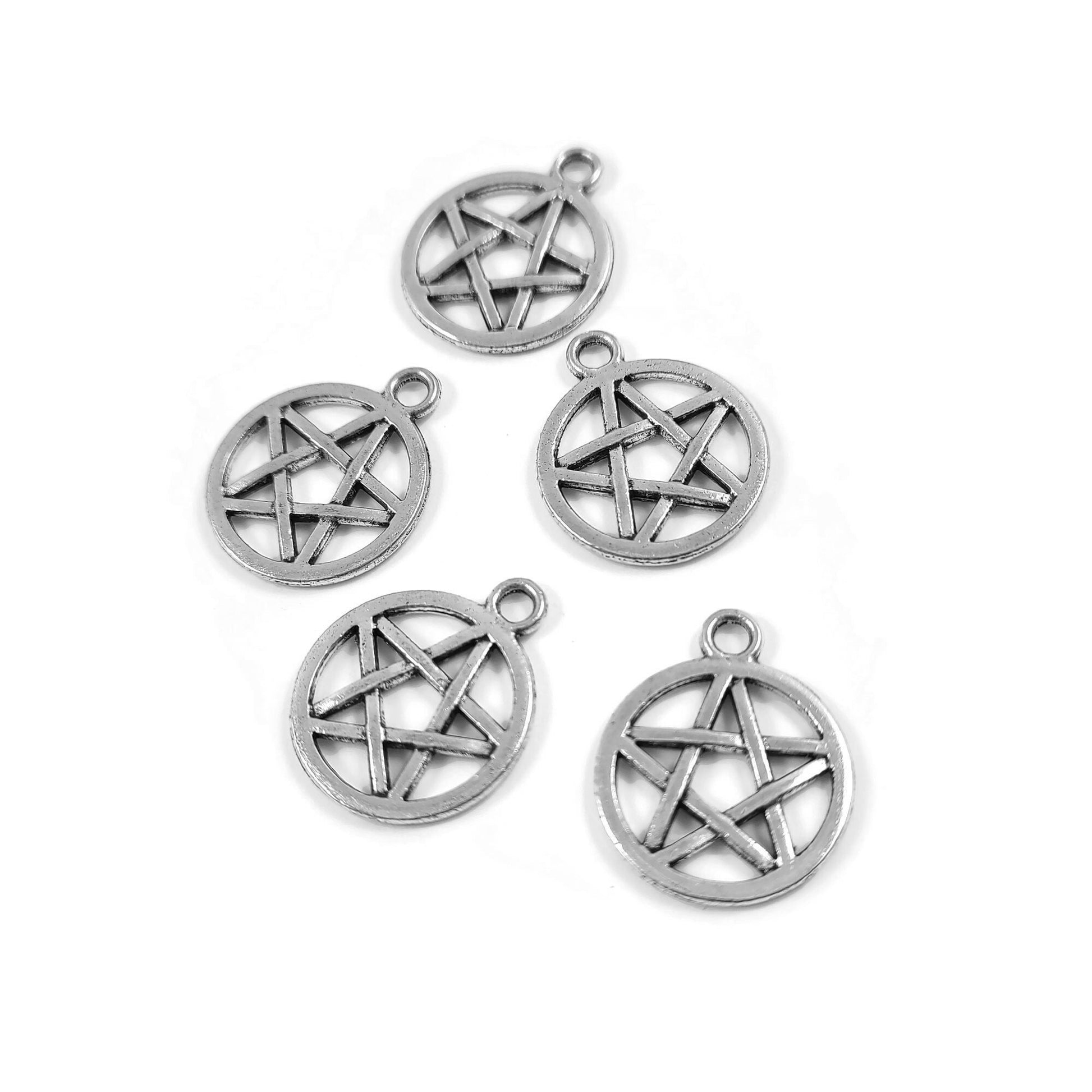 Hypoallergenic pentagram charms, 20mm nickel free pagan pendants, Pentacle star for jewelry making, Gold, Silver, Bronze
