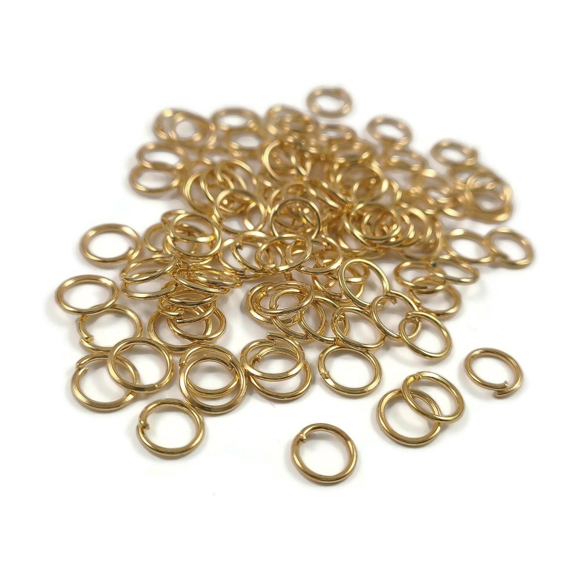 Hypoallergenic gold jump rings, 4mm, 5mm, 6mm, 7mm, 8mm, Bulk jewelry findings, Nickel free, lead free and cadmium free
