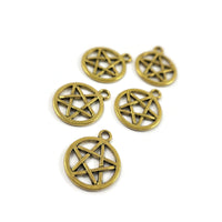 Hypoallergenic pentagram charms, 20mm nickel free pagan pendants, Pentacle star for jewelry making, Gold, Silver, Bronze