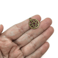 Hypoallergenic pentagram charms, 20mm nickel free pagan pendants, Pentacle star for jewelry making, Gold, Silver, Bronze