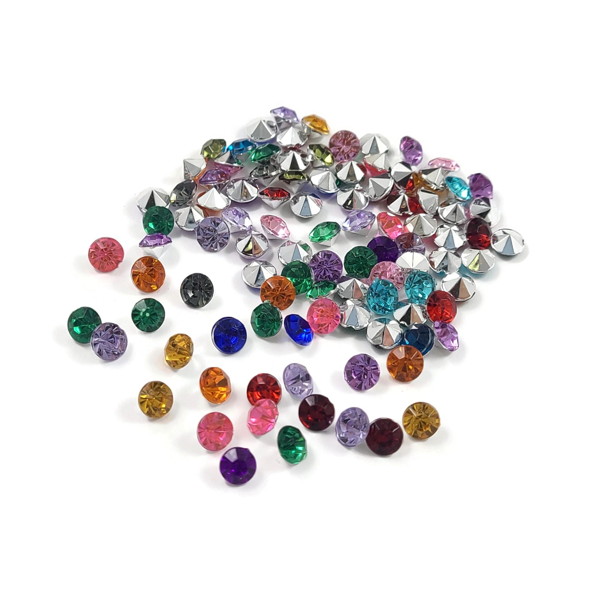 100 Chatons pointed back rhinestones, 5mm acrylic diamond cabochons, Faceted crystal for jewelry making