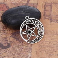 5 Celtic knot pentagram charms, Rhinestone setting, Antique silver metal pendants, Jewelry making supplies