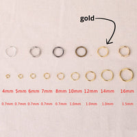 Hypoallergenic gold jump rings, 4mm, 5mm, 6mm, 7mm, 8mm, Bulk jewelry findings, Nickel free, lead free and cadmium free