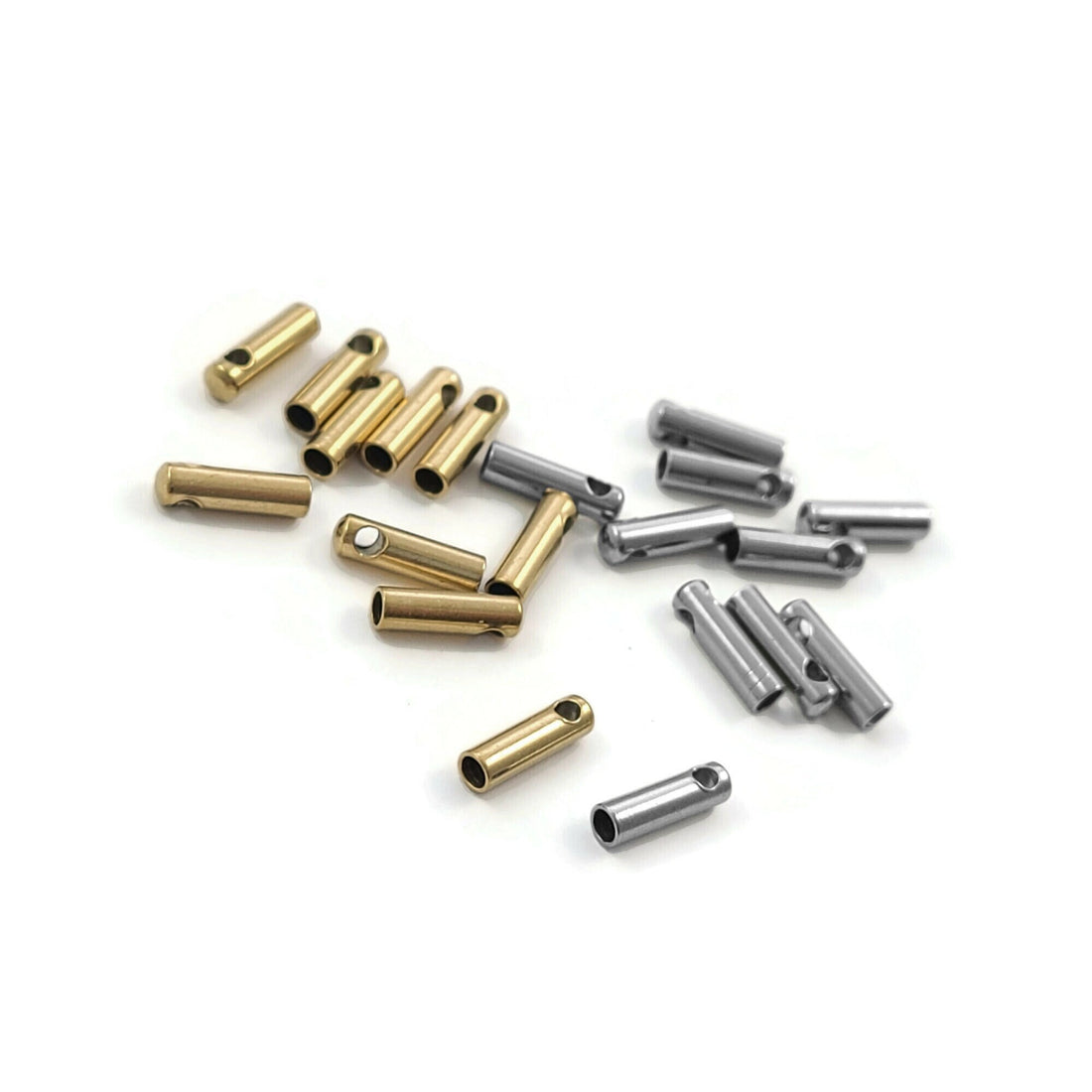 Stainless Steel cord end cap for 1mm and 1,5mm cord, Gold or Silver closure for Jewelry making