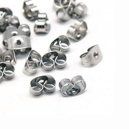 50 Papillons pour tiges de boucle d'oreille en acier inoxydable