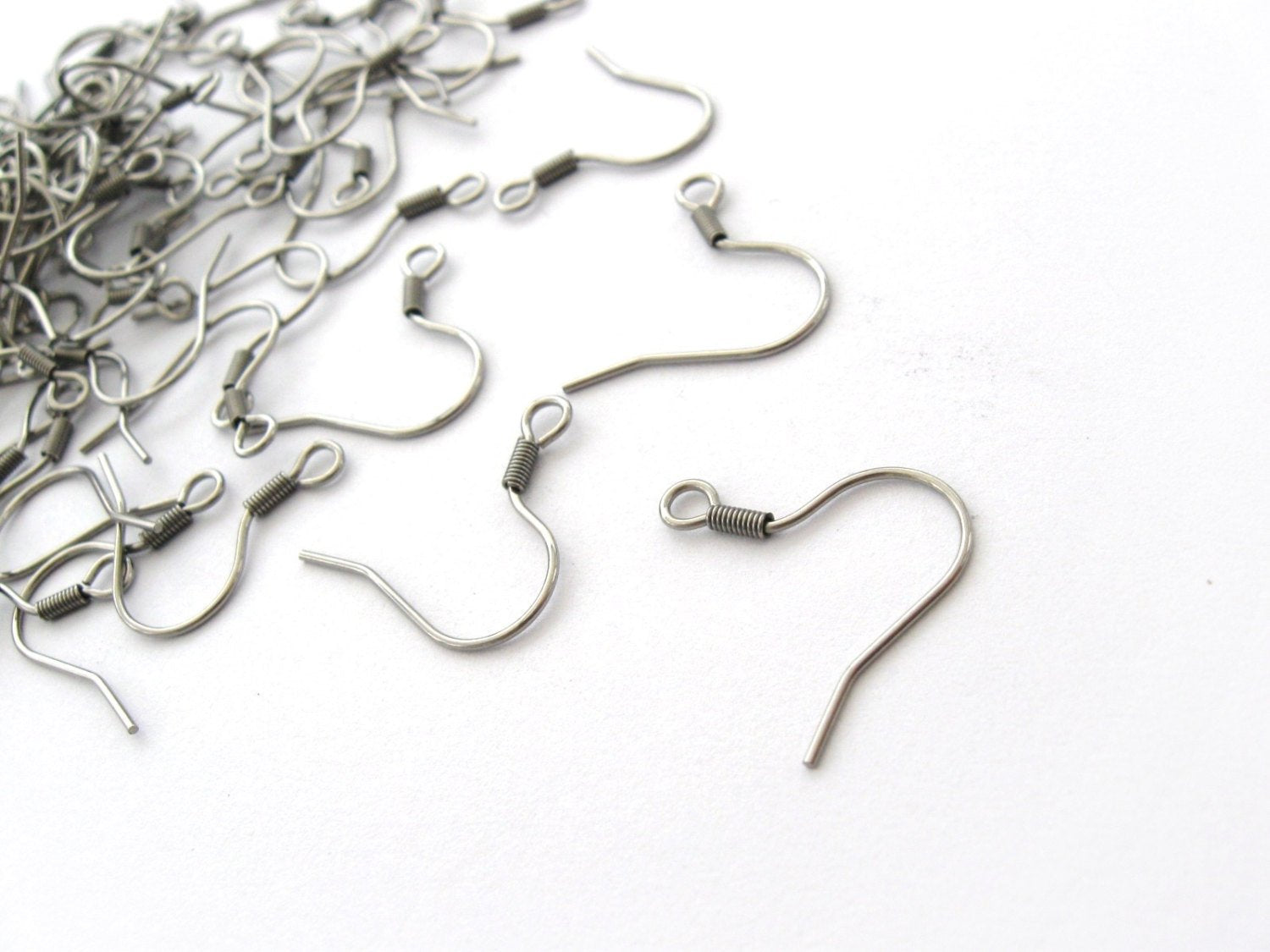 50 Surgical steel french earring hooks, Hypoallergenic & Tarnish free