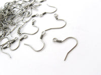 50 Surgical steel french earring hooks, Hypoallergenic & Tarnish free