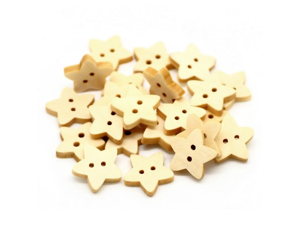 Star button - 10 Wooden craft buttons 12mm or 15mm