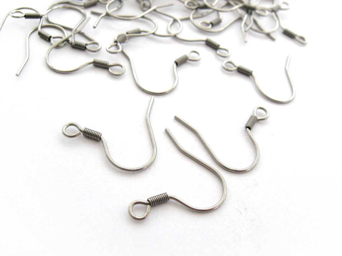 50 Surgical steel french earring hooks, Hypoallergenic & Tarnish free