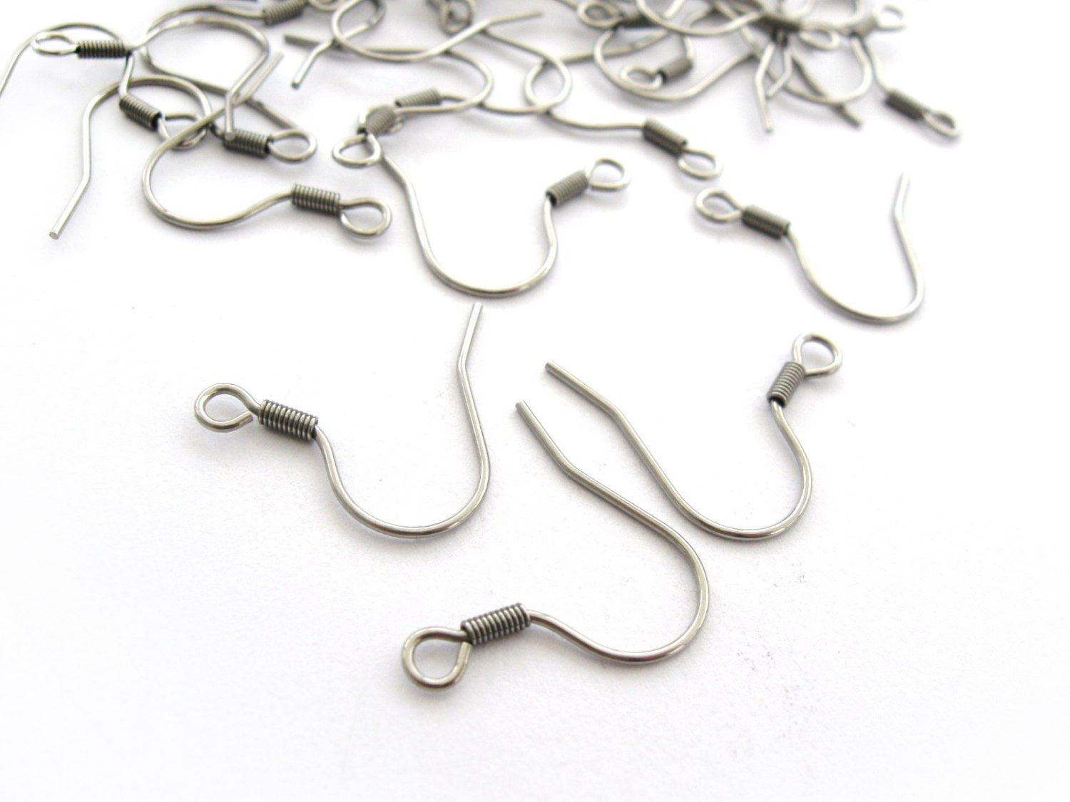 50 Surgical steel french earring hooks, Hypoallergenic & Tarnish free
