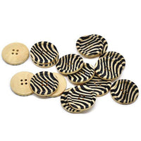 Bouton de bois avec motif zèbre de 3cm - ensemble de 6 boutons boutons noir et bois naturel