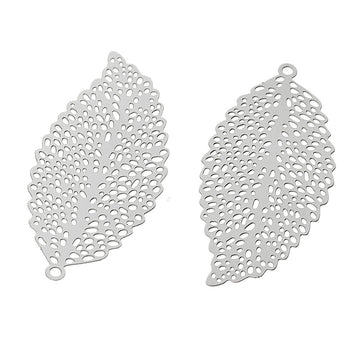 Pendentif feuille en acier inoxydable hypoallergénique