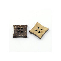 6 Brown Coconut Shell Buttons 14mm -  Square shape