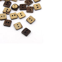 10 Brown Coconut Shell Buttons 9mm -  Tiny square shape