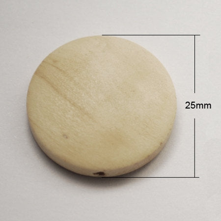 6 Flat wooden beads 15mm, 20mm or 25mm