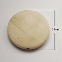 6 Flat wooden beads 15mm, 20mm or 25mm