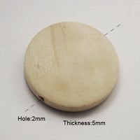 6 Flat wooden beads 15mm, 20mm or 25mm
