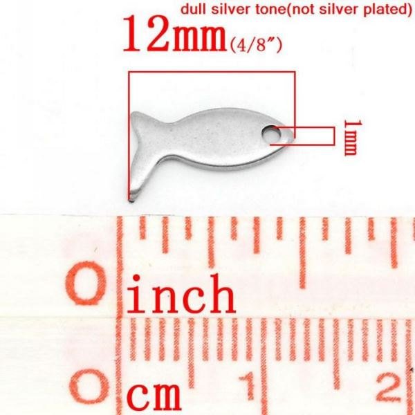 10 Breloques petit poisson en acier inoxydable hypoallergénique