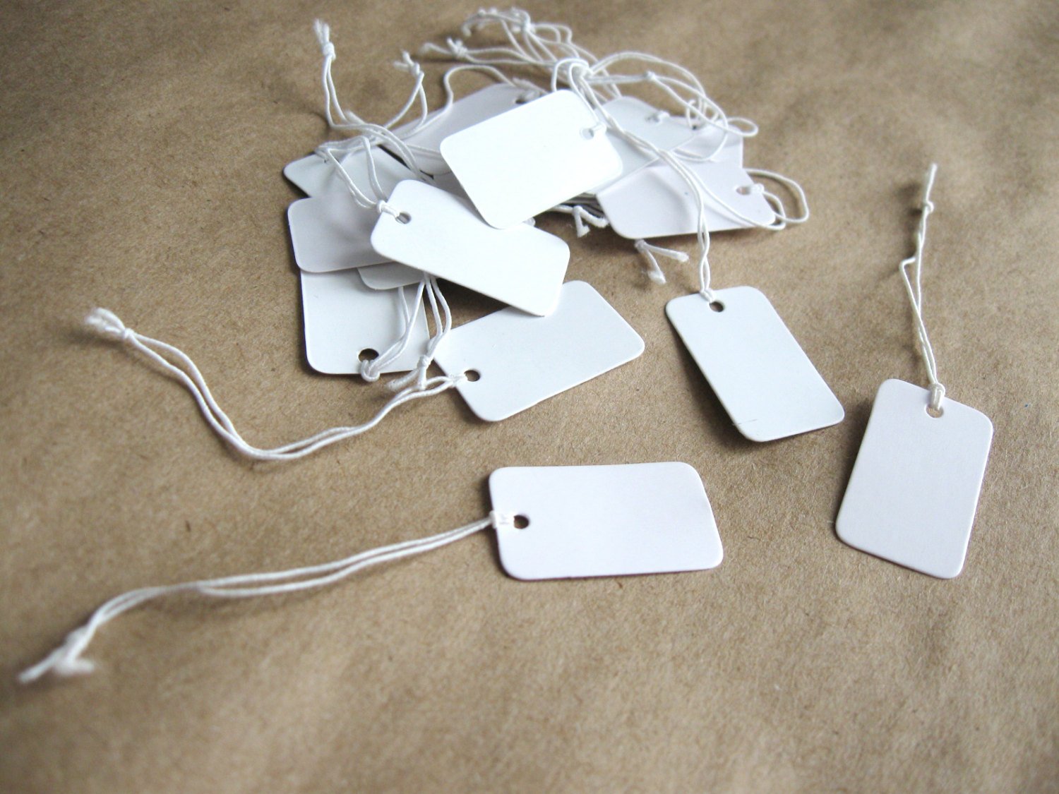 Jewelry price tags - Blank white rectangle tags - Set of 50