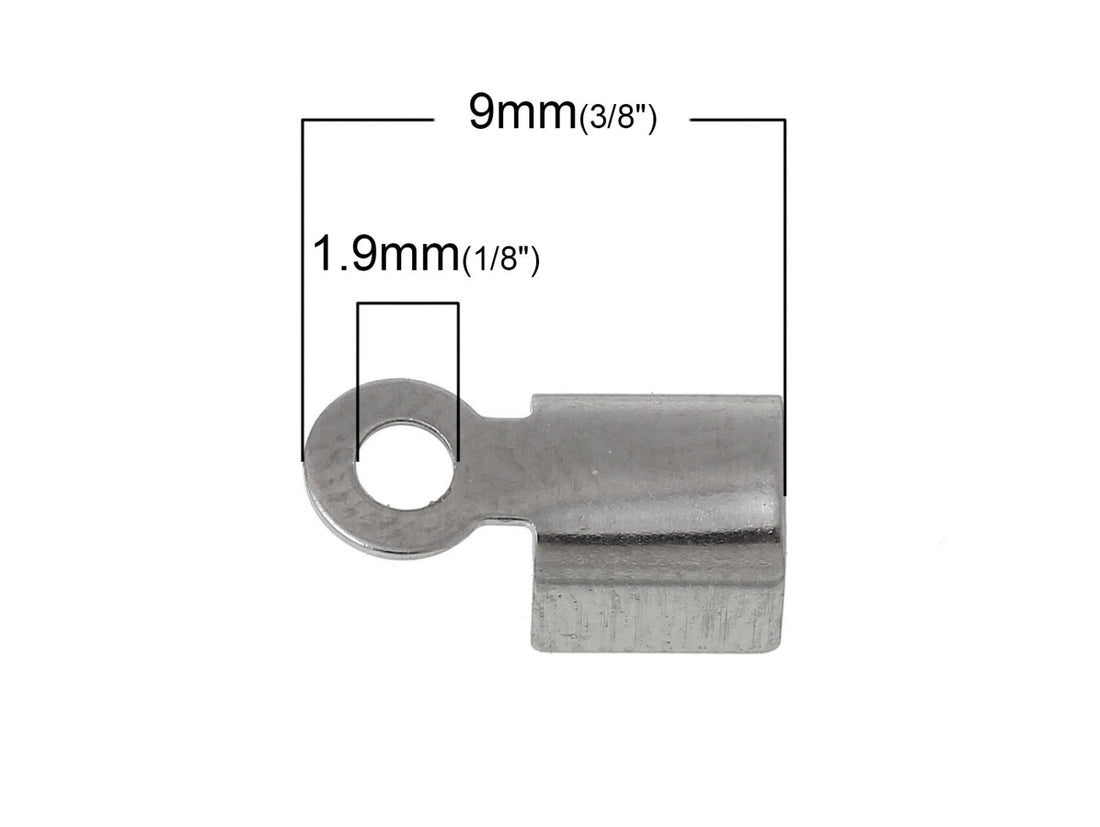 100 embouts de fermeture en acier inoxydable - fermoir argent pour rubans, corde, cordon et fil