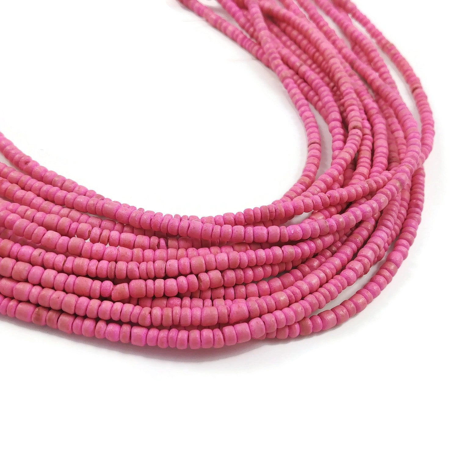 Tiny colorful coconut beads, 3mm wooden seed beads