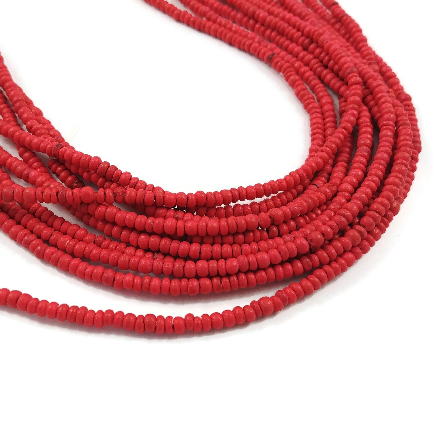 Tiny colorful coconut beads, 3mm wooden seed beads