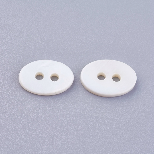 Bouton oval en nacre véritable 12mm - ensemble de 6 boutons
